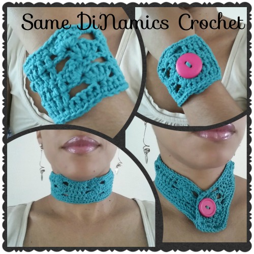 Crochet Necklace and Wrist Cuff